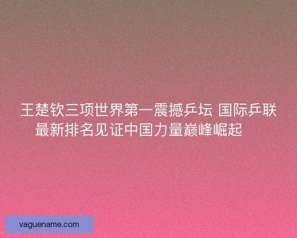王楚钦三项世界第一震撼乒坛 国际乒联最新排名见证中国力量巅峰崛起 🏓