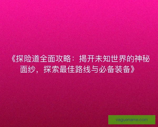 《探险道全面攻略：揭开未知世界的神秘面纱，探索最佳路线与必备装备》